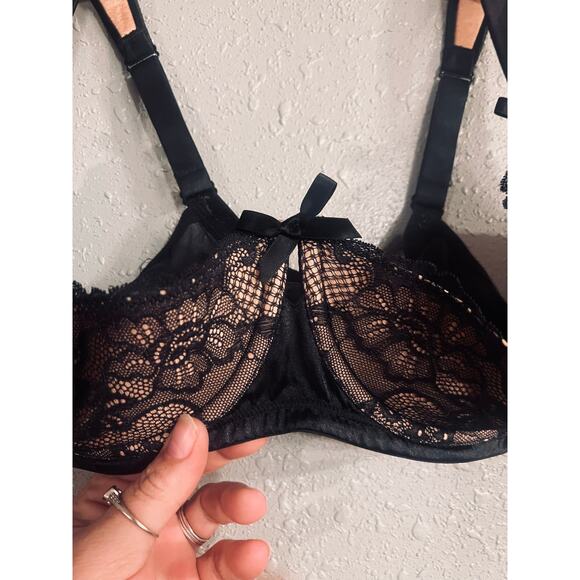 NWOT Lane Bryant Seriously Sexy Womens Bra 42DD Cupless Black & Beige Lace Sheer - Picture 4 of 9